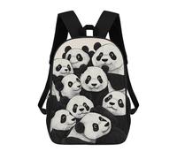 sinyumoney 17 Inch Children's Backpack 3D Pandas Party Black & White Printed Bags Lightweight School Bags Fashion Fun Knapsack Student Daypack for Children