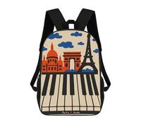 sinyumoney 17 Inch Children's Backpack 3D Paris Jazz Poster Printed Bags Lightweight School Bags Fashion Fun Knapsack Student Daypack for Children