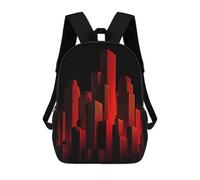 sinyumoney 17 Inch Children's Backpack 3D Red And Black Cityscape Printed Bags Lightweight School Bags Fashion Fun Knapsack Student Daypack for Children