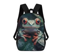 sinyumoney 17 Inch Children's Backpack 3D Red-Eyed Tree Frog Portrait Printed Bags Lightweight School Bags Fashion Fun Knapsack Student Daypack for Children
