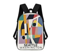 sinyumoney 17 Inch Children's Backpack 3D Seattle Washington Printed Bags Lightweight School Bags Fashion Fun Knapsack Student Daypack for Children