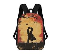 sinyumoney 17 Inch Children's Backpack 3D Silhouette Couple Sunset Printed Bags Lightweight School Bags Fashion Fun Knapsack Student Daypack for Children