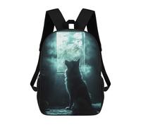 sinyumoney 17 Inch Children's Backpack 3D Silhouette of A Dog by Window Printed Bags Lightweight School Bags Fashion Fun Knapsack Student Daypack for Children