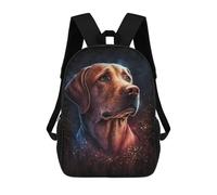 sinyumoney 17 Inch Children's Backpack 3D Starry Night Labrador Portrait Printed Bags Lightweight School Bags Fashion Fun Knapsack Student Daypack for Children