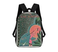 sinyumoney 17 Inch Children's Backpack 3D The Vacationer Summer Escape Cover Printed Bags Lightweight School Bags Fashion Fun Knapsack Student Daypack for Children