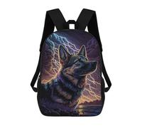 sinyumoney 17 Inch Children's Backpack 3D Thundering Night Wolf Printed Bags Lightweight School Bags Fashion Fun Knapsack Student Daypack for Children