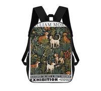 sinyumoney 17 Inch Children's Backpack 3D William Morris Dogs Botanical Exhibition Printed Bags Lightweight School Bags Fashion Fun Knapsack Student Daypack for Children