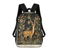 sinyumoney 17 Inch Children's Backpack 3D William Morris Gazelle Forest Printed Bags Lightweight School Bags Fashion Fun Knapsack Student Daypack for Children