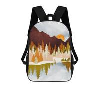 sinyumoney 17 Inch Children's Backpack 3D Winter Lake Forest Printed Bags Lightweight School Bags Fashion Fun Knapsack Student Daypack for Children