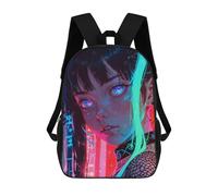 sinyumoney 17 Inch Children's Backpack Anime Girl Neon Hair School Rucksack 3D Kids School Backpack School Bags Fashion Backpack with Pocket Book Bags