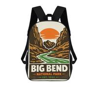 sinyumoney 17 Inch Children's Backpack Big Bend National Park Poster School Rucksack 3D Kids School Backpack School Bags Fashion Backpack with Pocket Book Bags