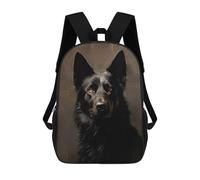 sinyumoney 17 Inch Children's Backpack Black German Shepherd Portrait School Rucksack 3D Kids School Backpack School Bags Fashion Backpack with Pocket Book Bags