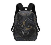 sinyumoney 17 Inch Children's Backpack Black Wolf Dripping Gold School Rucksack 3D Kids School Backpack School Bags Fashion Backpack with Pocket Book Bags