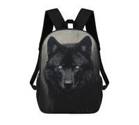 sinyumoney 17 Inch Children's Backpack Black Wolf Portrait School Rucksack 3D Kids School Backpack School Bags Fashion Backpack with Pocket Book Bags