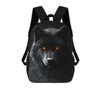 sinyumoney 17 Inch Children's Backpack Black Wolf with Glowing Eyes Portrait School Rucksack 3D Kids School Backpack School Bags Fashion Backpack with Pocket Book Bags