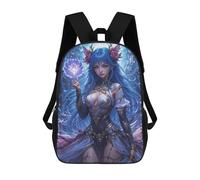 sinyumoney 17 Inch Children's Backpack Blue-Haired Fantasy Princess School Rucksack 3D Kids School Backpack School Bags Fashion Backpack with Pocket Book Bags