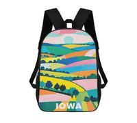 sinyumoney 17 Inch Children's Backpack Bright Iowa Landscape School Rucksack 3D Kids School Backpack School Bags Fashion Backpack with Pocket Book Bags