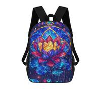 sinyumoney 17 Inch Children's Backpack Celestial Lotus Bloom School Rucksack 3D Kids School Backpack School Bags Fashion Backpack with Pocket Book Bags