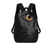 sinyumoney 17 Inch Children's Backpack Close-up of A Black Cats Face School Rucksack 3D Kids School Backpack School Bags Fashion Backpack with Pocket Book Bags