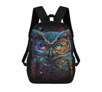 sinyumoney 17 Inch Children's Backpack Colorful Galaxy Owl Art Print School Rucksack 3D Kids School Backpack School Bags Fashion Backpack with Pocket Book Bags