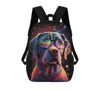 sinyumoney 17 Inch Children's Backpack Colorful Labrador Glasses Art Print School Rucksack 3D Kids School Backpack School Bags Fashion Backpack with Pocket Book Bags