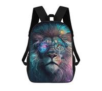 sinyumoney 17 Inch Children's Backpack Colorful Lion Glasses Art Print -1 School Rucksack 3D Kids School Backpack School Bags Fashion Backpack with Pocket Book Bags