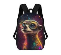 sinyumoney 17 Inch Children's Backpack Colorful Meerkat with Glasses-6 School Rucksack 3D Kids School Backpack School Bags Fashion Backpack with Pocket Book Bags