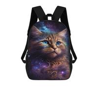 sinyumoney 17 Inch Children's Backpack Cosmic Cat Fantasy Art Print-4 School Rucksack 3D Kids School Backpack School Bags Fashion Backpack with Pocket Book Bags
