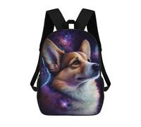sinyumoney 17 Inch Children's Backpack Cosmic Corgi Portrait-7 School Rucksack 3D Kids School Backpack School Bags Fashion Backpack with Pocket Book Bags