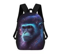 sinyumoney 17 Inch Children's Backpack Cosmic Monkey Portrait School Rucksack 3D Kids School Backpack School Bags Fashion Backpack with Pocket Book Bags