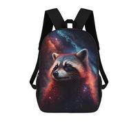 sinyumoney 17 Inch Children's Backpack Cosmic Raccoon Art Print-36 School Rucksack 3D Kids School Backpack School Bags Fashion Backpack with Pocket Book Bags