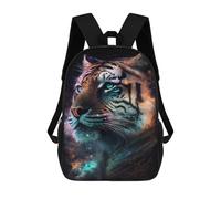 sinyumoney 17 Inch Children's Backpack Cosmic Tiger Portrait-17 School Rucksack 3D Kids School Backpack School Bags Fashion Backpack with Pocket Book Bags
