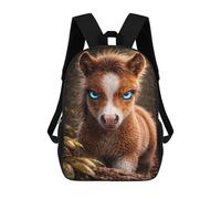sinyumoney 17 Inch Children's Backpack Cute Pony with Blue Eyes Portrait School Rucksack 3D Kids School Backpack School Bags Fashion Backpack with Pocket Book Bags