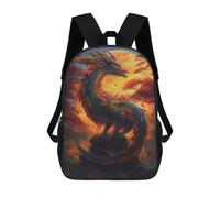sinyumoney 17 Inch Children's Backpack Dragon Sunset School Rucksack 3D Kids School Backpack School Bags Fashion Backpack with Pocket Book Bags