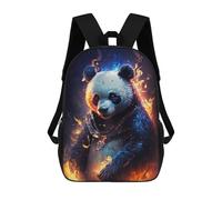 sinyumoney 17 Inch Children's Backpack Flaming Panda in Space Helmet School Rucksack 3D Kids School Backpack School Bags Fashion Backpack with Pocket Book Bags