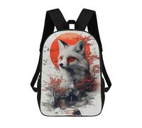 sinyumoney 17 Inch Children's Backpack Fox And Red Moon Digital Art School Rucksack 3D Kids School Backpack School Bags Fashion Backpack with Pocket Book Bags