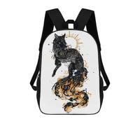 sinyumoney 17 Inch Children's Backpack Fox Fires School Rucksack 3D Kids School Backpack School Bags Fashion Backpack with Pocket Book Bags