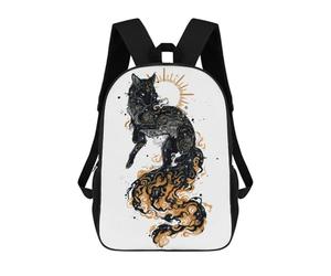 sinyumoney 17 Inch Children's Backpack Fox Fires School Rucksack 3D Kids School Backpack School Bags Fashion Backpack with Pocket Book Bags