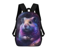 sinyumoney 17 Inch Children's Backpack Galaxy Hamster Art Print School Rucksack 3D Kids School Backpack School Bags Fashion Backpack with Pocket Book Bags