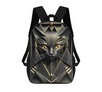 sinyumoney 17 Inch Children's Backpack God Cat Golden Art Deco School Rucksack 3D Kids School Backpack School Bags Fashion Backpack with Pocket Book Bags