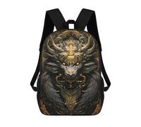 sinyumoney 17 Inch Children's Backpack Golden Infernal Dragon Sovereign School Rucksack 3D Kids School Backpack School Bags Fashion Backpack with Pocket Book Bags