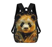 sinyumoney 17 Inch Children's Backpack Golden Panda Portrait Animal School Rucksack 3D Kids School Backpack School Bags Fashion Backpack with Pocket Book Bags