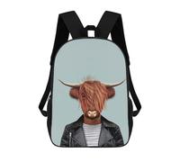 sinyumoney 17 Inch Children's Backpack Highland Cattle Cow School Rucksack 3D Kids School Backpack School Bags Fashion Backpack with Pocket Book Bags
