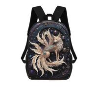 sinyumoney 17 Inch Children's Backpack Legend Nine Tailed Fox School Rucksack 3D Kids School Backpack School Bags Fashion Backpack with Pocket Book Bags