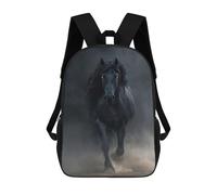 sinyumoney 17 Inch Children's Backpack Majestic Black Horse School Rucksack 3D Kids School Backpack School Bags Fashion Backpack with Pocket Book Bags