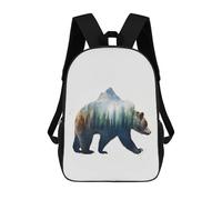 sinyumoney 17 Inch Children's Backpack Mountain Bear Forest Decor School Rucksack 3D Kids School Backpack School Bags Fashion Backpack with Pocket Book Bags