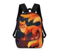 sinyumoney 17 Inch Children's Backpack Nine-tailed Fox Digital Art School Rucksack 3D Kids School Backpack School Bags Fashion Backpack with Pocket Book Bags