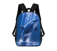 sinyumoney 17 Inch Children's Backpack Orca Breaching in Blue Ocean Waters School Rucksack 3D Kids School Backpack School Bags Fashion Backpack with Pocket Book Bags