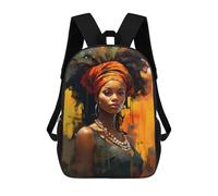 sinyumoney 17 Inch Children's Backpack Painted African Woman School Rucksack 3D Kids School Backpack School Bags Fashion Backpack with Pocket Book Bags