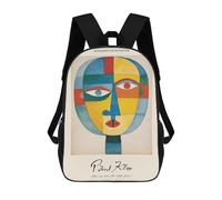 sinyumoney 17 Inch Children's Backpack Paul Klee Face School Rucksack 3D Kids School Backpack School Bags Fashion Backpack with Pocket Book Bags
